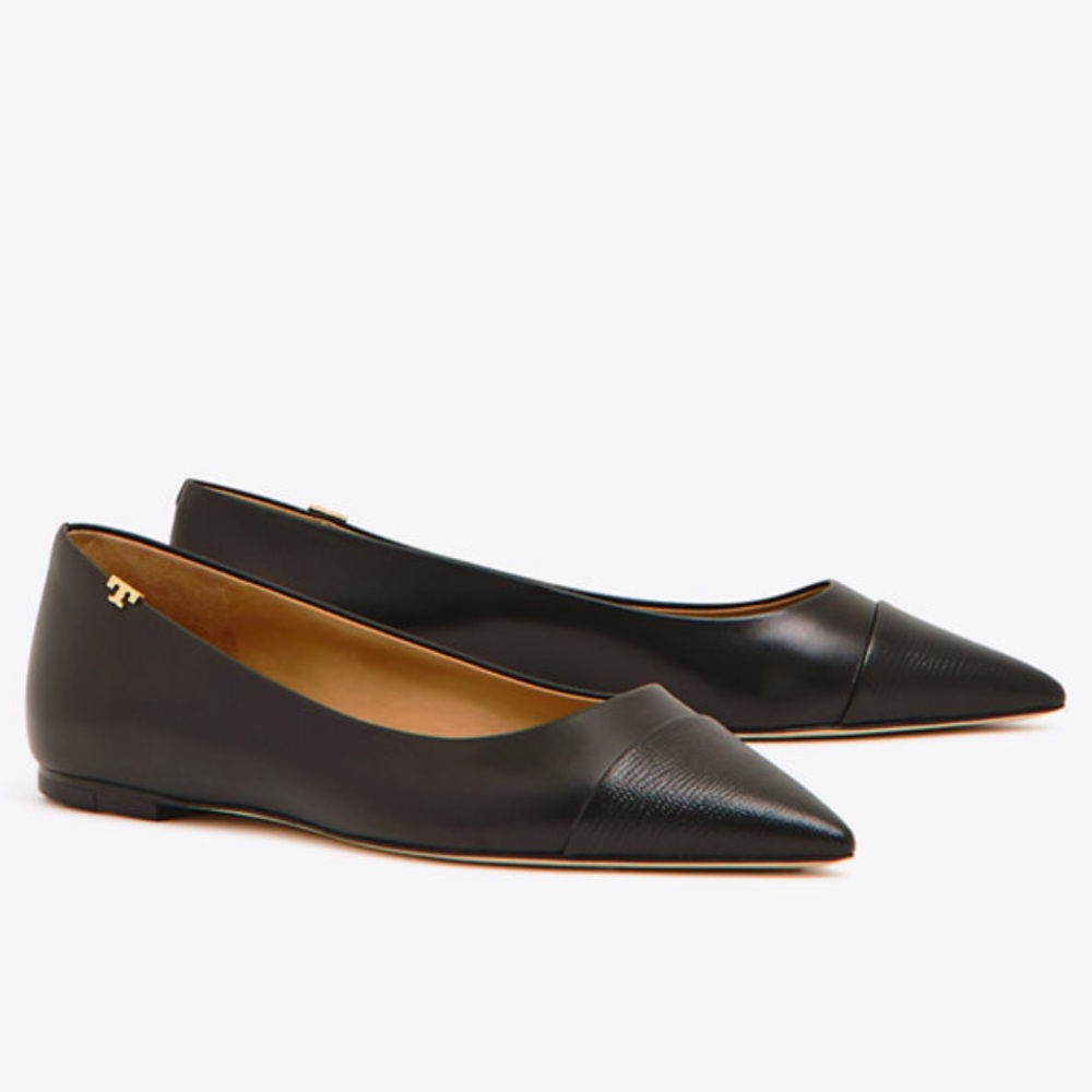 Tory Burch Pointed Flats (Black, Size 7.5)